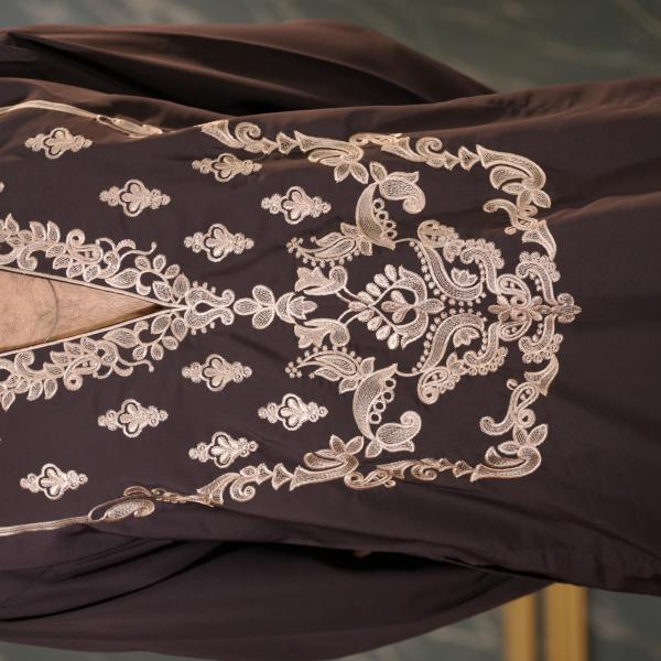 Plum Embroidered Short Kurta For Men