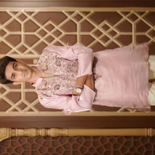 Pastel Pink Handwork Kurta For Men