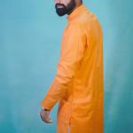 Orange plain kurta for men