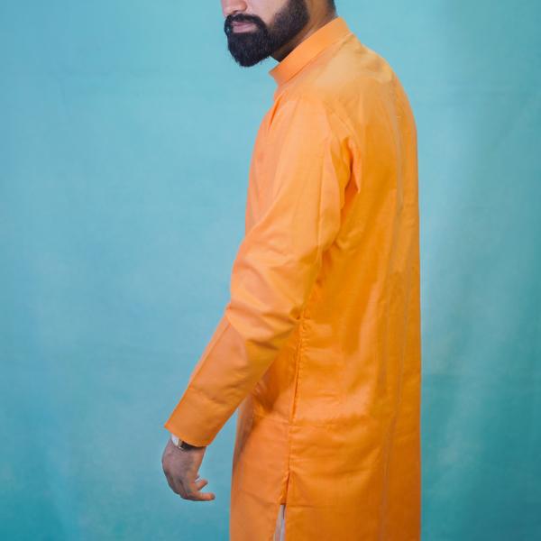 Orange plain kurta for men