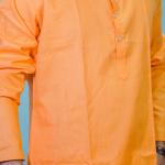 Orange plain kurta for men