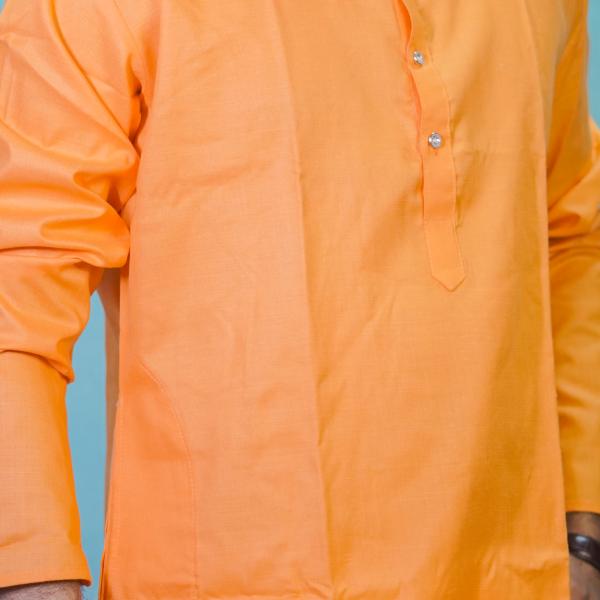 Orange plain kurta for men