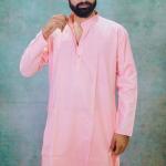 Light Pink Solid Kurta For Men