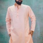 Peach Solid Kurta For Men Online