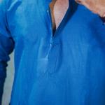 Solid Plain Blue Kurta for Men
