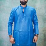 Solid Plain Blue Kurta for Men