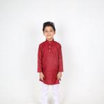 Cotton Solid Red Kurta For Boys