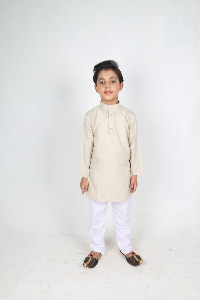 Cream color plain kurta for boys