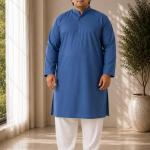Royal Blue Plus Size Kurta For Men